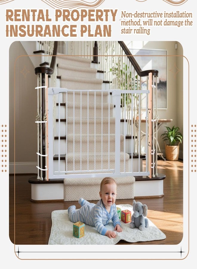 Chunful 2 Pack Wood Baby Gate Banister Adapter Universal No Hole Stairway Banister Adapter Mounting Kit for Pet Fit Round, Square, Irregular Post up to 42" Tall, Gate Not Included (Natural Wood Color) - Image 2
